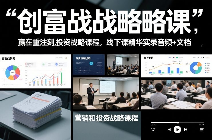 创富战略课，赢在重注时刻，营销和投资战略课程，线下课精华实录音频+文档瀚萌资源网-网赚网-网赚项目网-虚拟资源网-国学资源网-易学资源网-本站有全网最新网赚项目-易学课程资源-中医课程资源的在线下载网站！瀚萌资源网