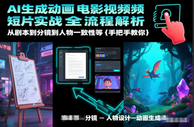 AI生成动画电影视频短片实战全流程解析，从剧本到分镜到人物一致性等手把手教你瀚萌资源网-网赚网-网赚项目网-虚拟资源网-国学资源网-易学资源网-本站有全网最新网赚项目-易学课程资源-中医课程资源的在线下载网站！瀚萌资源网