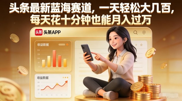 头条最新蓝海赛道，一天轻松大几张，每天花十分钟也能月入过1W【揭秘】瀚萌资源网-网赚网-网赚项目网-虚拟资源网-国学资源网-易学资源网-本站有全网最新网赚项目-易学课程资源-中医课程资源的在线下载网站！瀚萌资源网