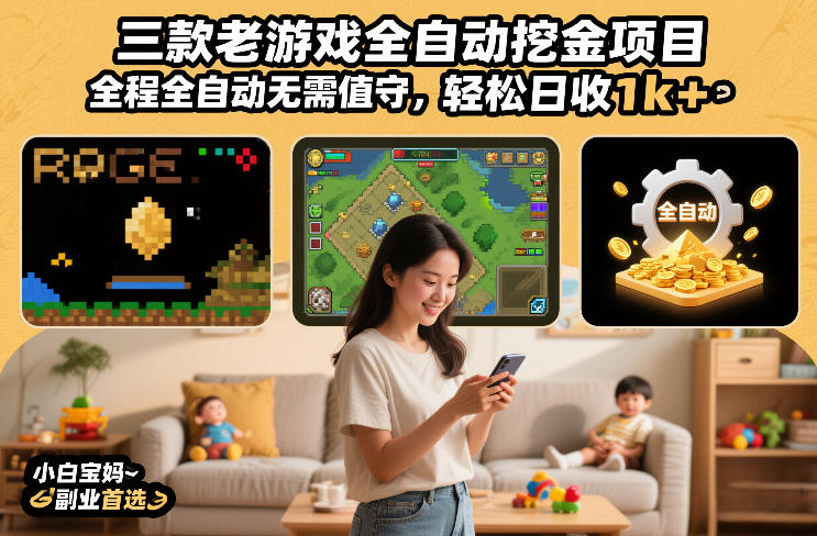 三款老游戏全自动挖金项目，全程全自动无需值守，轻松日收1k+，小白宝妈副业首选【揭秘】瀚萌资源网-网赚网-网赚项目网-虚拟资源网-国学资源网-易学资源网-本站有全网最新网赚项目-易学课程资源-中医课程资源的在线下载网站！瀚萌资源网