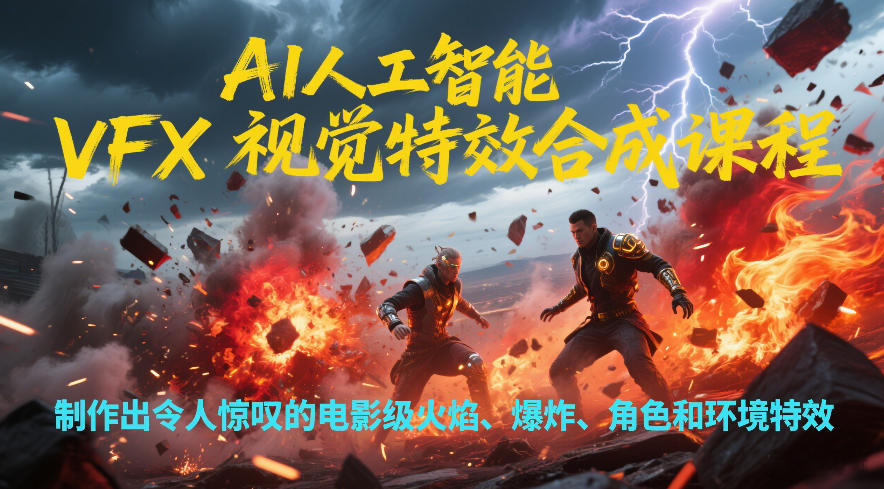 AI人工智能VFX视觉特效合成课程，制作出令人惊叹的电影级火焰、爆炸、角色和环境特效瀚萌资源网-网赚网-网赚项目网-虚拟资源网-国学资源网-易学资源网-本站有全网最新网赚项目-易学课程资源-中医课程资源的在线下载网站！瀚萌资源网