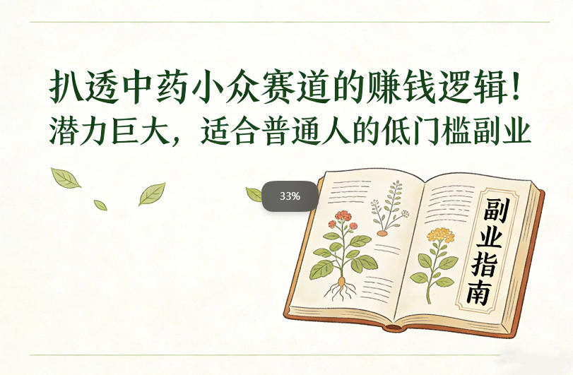 扒透中药小众赛道的賺米逻辑，潜力巨大，适合普通人的低门槛副业瀚萌资源网-网赚网-网赚项目网-虚拟资源网-国学资源网-易学资源网-本站有全网最新网赚项目-易学课程资源-中医课程资源的在线下载网站！瀚萌资源网