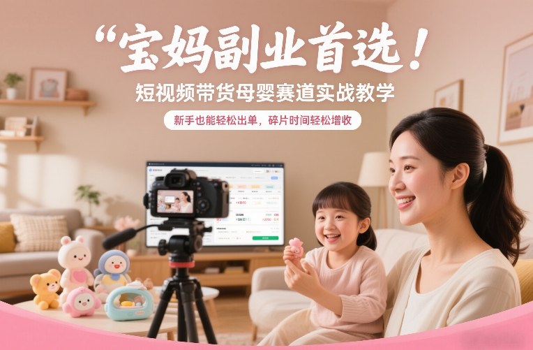 宝妈副业首选！短视频带货母婴赛道实战教学，新手也能轻松出单，碎片时间轻松增收瀚萌资源网-网赚网-网赚项目网-虚拟资源网-国学资源网-易学资源网-本站有全网最新网赚项目-易学课程资源-中医课程资源的在线下载网站！瀚萌资源网