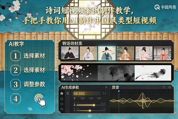 古诗词短视频案例制作教学，手把手教你用AI制作中国风类型短视频瀚萌资源网-网赚网-网赚项目网-虚拟资源网-国学资源网-易学资源网-本站有全网最新网赚项目-易学课程资源-中医课程资源的在线下载网站！瀚萌资源网