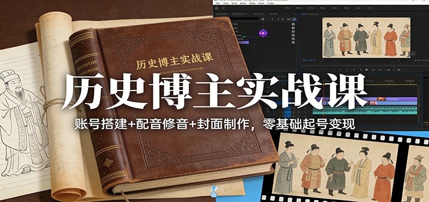 历史博主实战课：账号搭建+配音修音+封面制作，零基础起号变现瀚萌资源网-网赚网-网赚项目网-虚拟资源网-国学资源网-易学资源网-本站有全网最新网赚项目-易学课程资源-中医课程资源的在线下载网站！瀚萌资源网