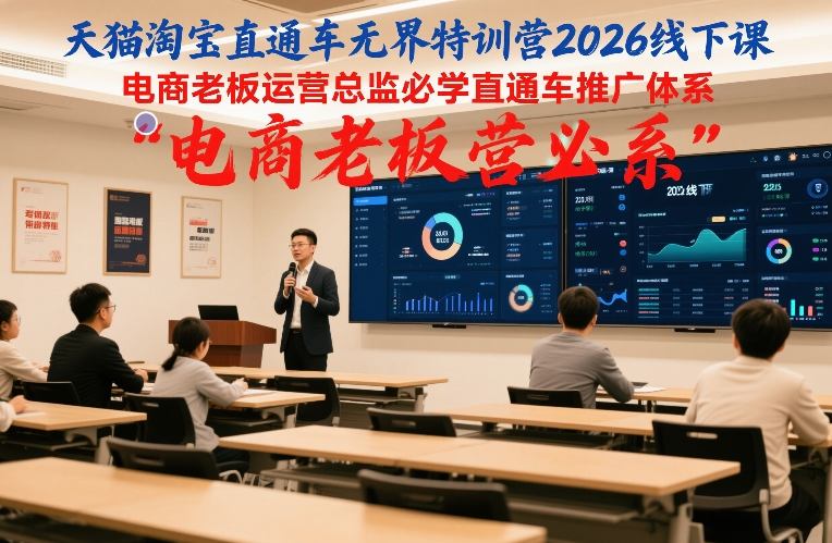 天猫淘宝直通车无界特训营2026线下课，电商老板运营总监必学直通车推广体系瀚萌资源网-网赚网-网赚项目网-虚拟资源网-国学资源网-易学资源网-本站有全网最新网赚项目-易学课程资源-中医课程资源的在线下载网站！瀚萌资源网