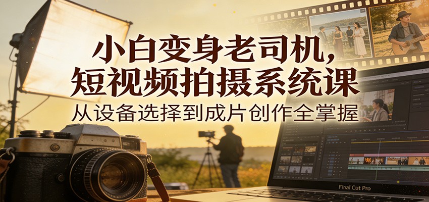 小白变身老司机，短视频拍摄系统课，从设备选择到成片创作全掌握瀚萌资源网-网赚网-网赚项目网-虚拟资源网-国学资源网-易学资源网-本站有全网最新网赚项目-易学课程资源-中医课程资源的在线下载网站！瀚萌资源网