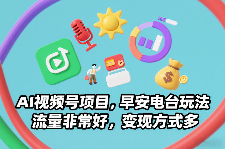 AI视频号项目，早安电台玩法，流量非常好，变现方式多瀚萌资源网-网赚网-网赚项目网-虚拟资源网-国学资源网-易学资源网-本站有全网最新网赚项目-易学课程资源-中医课程资源的在线下载网站！瀚萌资源网