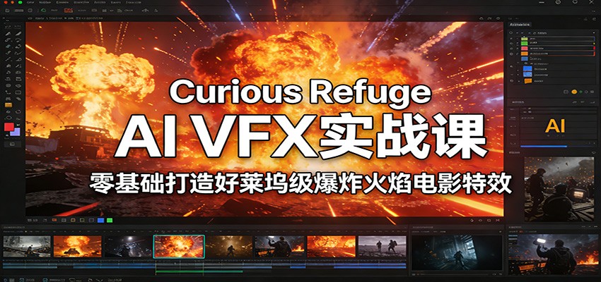 Curious Refuge AI VFX实战课，零基础打造好莱坞级爆炸火焰电影特效瀚萌资源网-网赚网-网赚项目网-虚拟资源网-国学资源网-易学资源网-本站有全网最新网赚项目-易学课程资源-中医课程资源的在线下载网站！瀚萌资源网