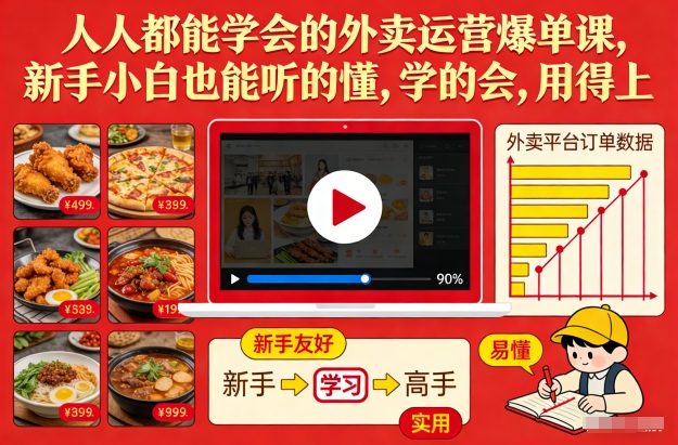 人人都能学会的外卖运营爆单课，新手小白也能听的懂，学的会，用得上瀚萌资源网-网赚网-网赚项目网-虚拟资源网-国学资源网-易学资源网-本站有全网最新网赚项目-易学课程资源-中医课程资源的在线下载网站！瀚萌资源网