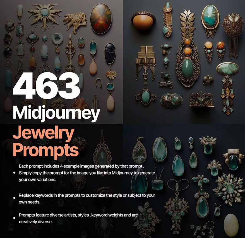 图片[2]瀚萌资源网-网赚网-网赚项目网-虚拟资源网-国学资源网-易学资源网-本站有全网最新网赚项目-易学课程资源-中医课程资源的在线下载网站！460+专业Midjourney珠宝摄影AI提示词戒指，项链-耳环-手链-宝石等，立即开始创作珠宝艺术瀚萌资源网-网赚网-网赚项目网-虚拟资源网-国学资源网-易学资源网-本站有全网最新网赚项目-易学课程资源-中医课程资源的在线下载网站！瀚萌资源网