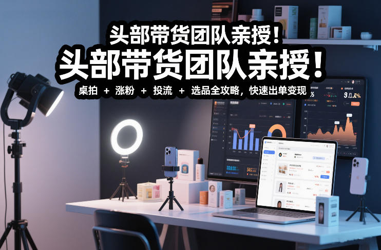 头部带货团队亲授！专业短视频实拍带货课：桌拍+涨粉+投流+选品全攻略，快速出单变现，月入2w+瀚萌资源网-网赚网-网赚项目网-虚拟资源网-国学资源网-易学资源网-本站有全网最新网赚项目-易学课程资源-中医课程资源的在线下载网站！瀚萌资源网