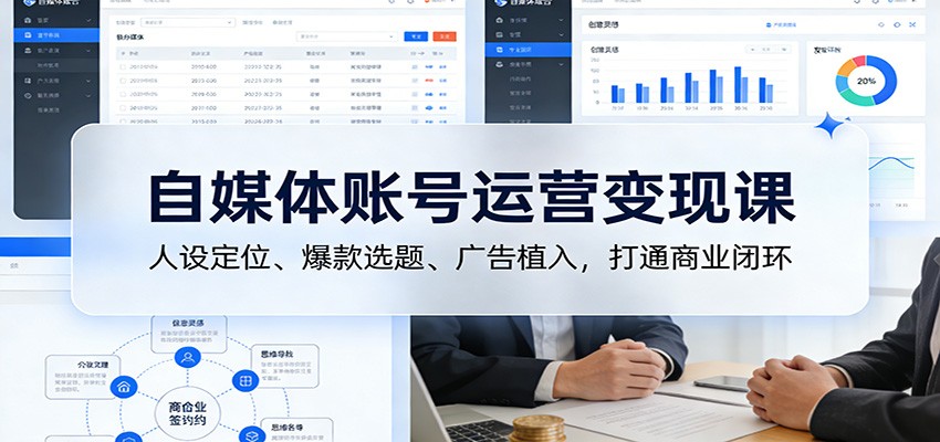 自媒体账号运营变现课：人设定位、爆款选题、广告植入，打通商业闭环瀚萌资源网-网赚网-网赚项目网-虚拟资源网-国学资源网-易学资源网-本站有全网最新网赚项目-易学课程资源-中医课程资源的在线下载网站！瀚萌资源网