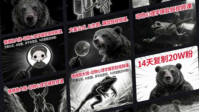 （17376期）情绪放大镜-动物心理学爆款短视频课，文案公式、AI生图、多平台变现，14天复制20W粉瀚萌资源网-网赚网-网赚项目网-虚拟资源网-国学资源网-易学资源网-本站有全网最新网赚项目-易学课程资源-中医课程资源的在线下载网站！瀚萌资源网