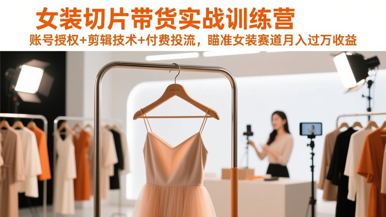 （17357期）女装切片带货实战训练营，账号授权+剪辑技术+付费投流，瞄准女装赛道月入过万收益瀚萌资源网-网赚网-网赚项目网-虚拟资源网-国学资源网-易学资源网-本站有全网最新网赚项目-易学课程资源-中医课程资源的在线下载网站！瀚萌资源网