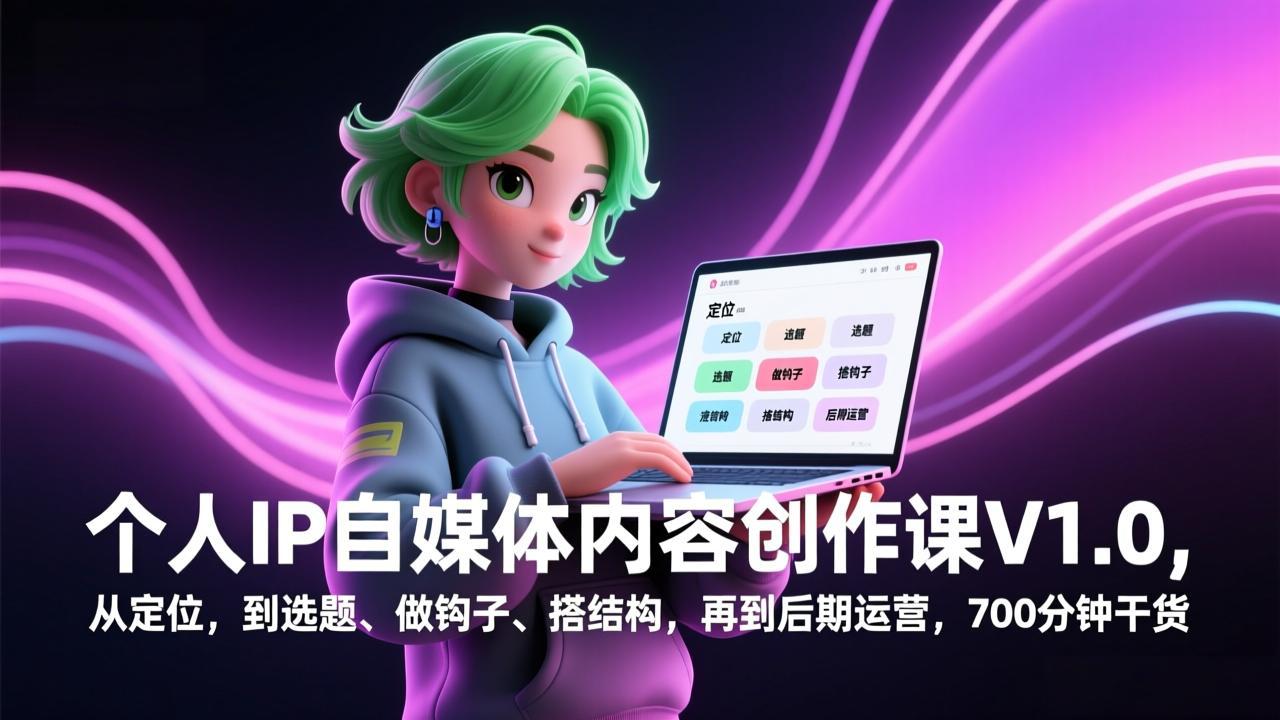 （17331期）个人IP自媒体内容创作课V1.0，从定位，到选题、做钩子、搭结构，再到后期运营，700分钟干货瀚萌资源网-网赚网-网赚项目网-虚拟资源网-国学资源网-易学资源网-本站有全网最新网赚项目-易学课程资源-中医课程资源的在线下载网站！瀚萌资源网