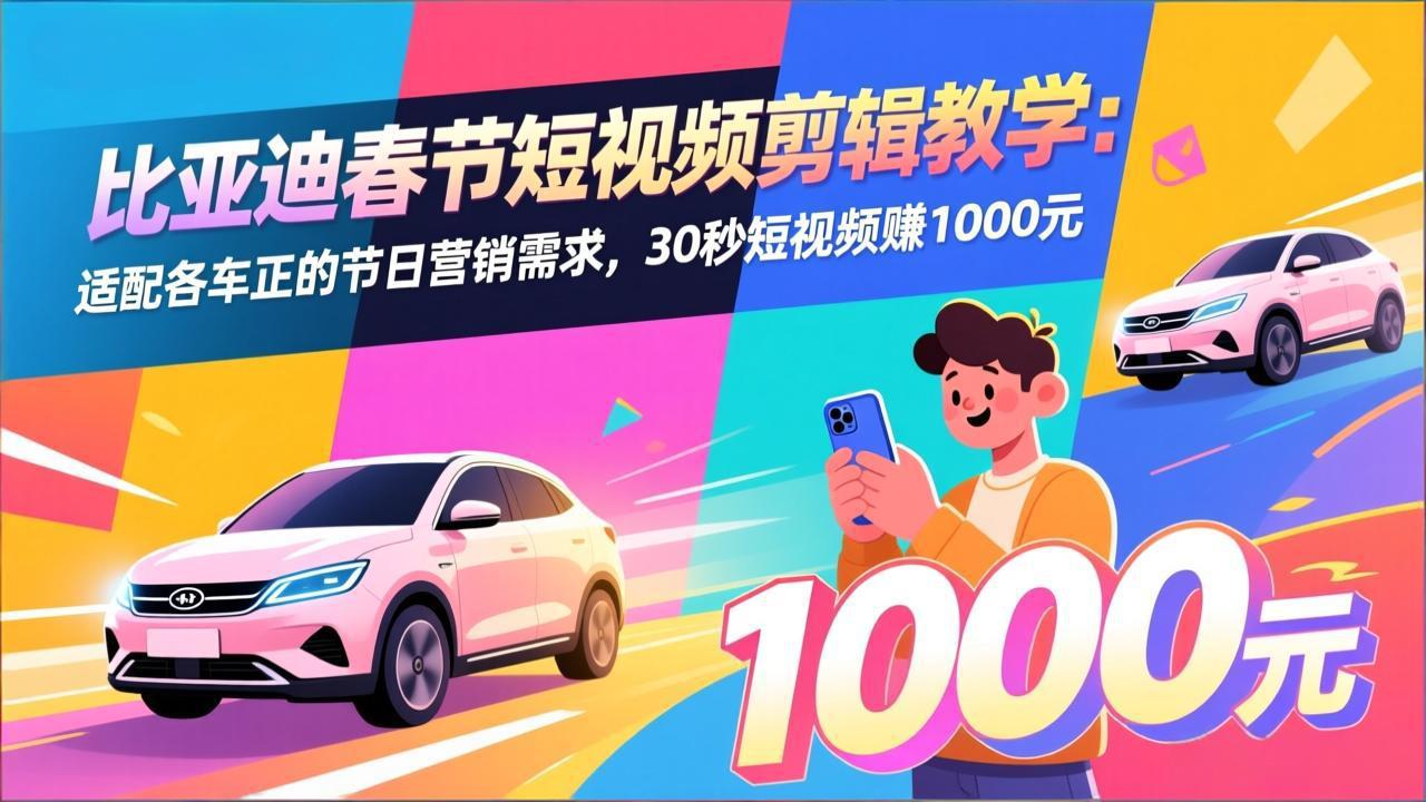 （17320期）比亚迪春节短视频剪辑教学：适配各车企的节日营销需求，30秒短视频赚1000元瀚萌资源网-网赚网-网赚项目网-虚拟资源网-国学资源网-易学资源网-本站有全网最新网赚项目-易学课程资源-中医课程资源的在线下载网站！瀚萌资源网