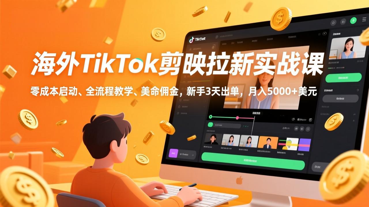 （17340期）海外TikTok剪映拉新实战课，零成本启动、全流程教学、美金佣金，新手3天出单，月入5000+美元瀚萌资源网-网赚网-网赚项目网-虚拟资源网-国学资源网-易学资源网-本站有全网最新网赚项目-易学课程资源-中医课程资源的在线下载网站！瀚萌资源网