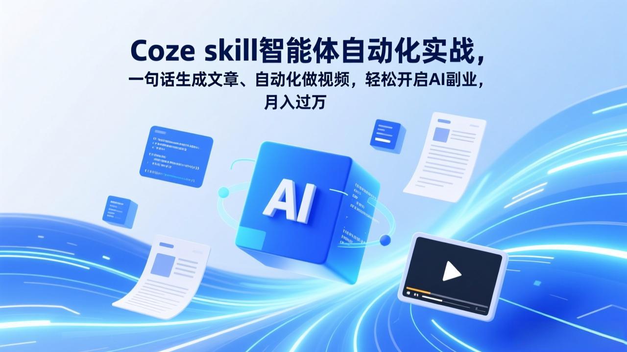 （17399期）Coze skill智能体自动化实战，一句话生成文章、自动化做视频，轻松开启AI副业，月入过万瀚萌资源网-网赚网-网赚项目网-虚拟资源网-国学资源网-易学资源网-本站有全网最新网赚项目-易学课程资源-中医课程资源的在线下载网站！瀚萌资源网