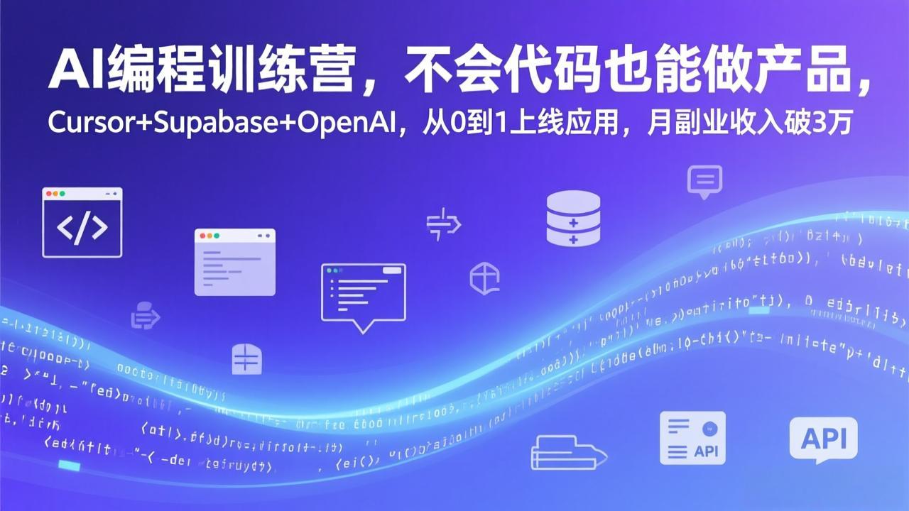 （17388期）AI编程训练营，不会代码也能做产品，Cursor+Supabase+OpenAI，从0到1上线应用，月副业收入破3万瀚萌资源网-网赚网-网赚项目网-虚拟资源网-国学资源网-易学资源网-本站有全网最新网赚项目-易学课程资源-中医课程资源的在线下载网站！瀚萌资源网