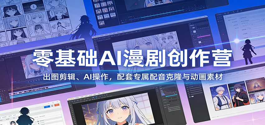 零基础AI漫剧创作营：出图剪辑、AI操作，配套专属配音克隆与动画素材瀚萌资源网-网赚网-网赚项目网-虚拟资源网-国学资源网-易学资源网-本站有全网最新网赚项目-易学课程资源-中医课程资源的在线下载网站！瀚萌资源网