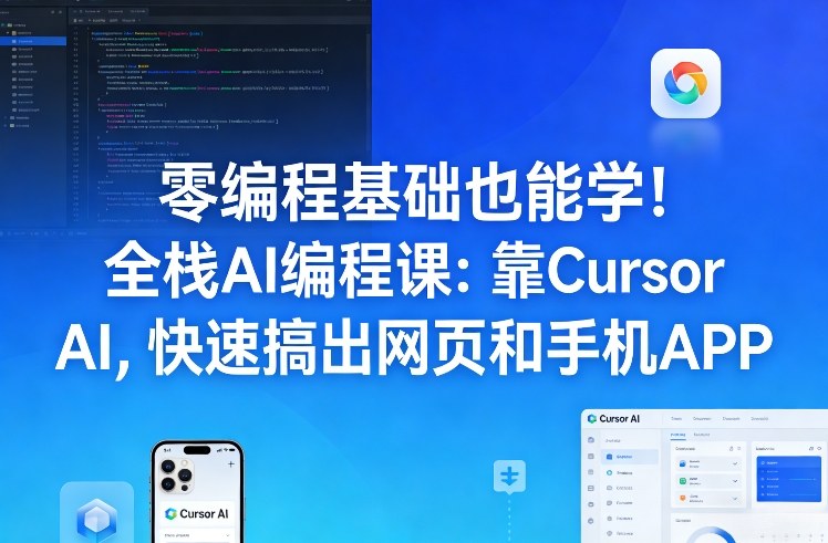 零编程基础也能学！全栈AI编程课：靠Cursor AI，快速搞出网页和手机APP瀚萌资源网-网赚网-网赚项目网-虚拟资源网-国学资源网-易学资源网-本站有全网最新网赚项目-易学课程资源-中医课程资源的在线下载网站！瀚萌资源网