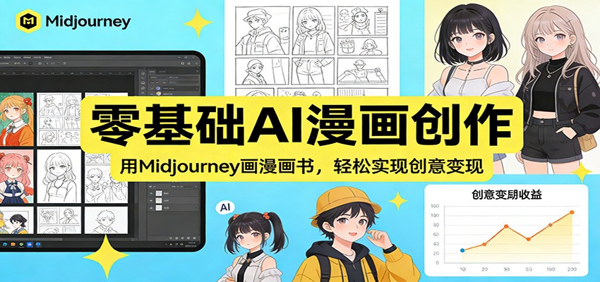 零基础AI漫画创作：用Midjourney画漫画书，轻松实现创意变现瀚萌资源网-网赚网-网赚项目网-虚拟资源网-国学资源网-易学资源网-本站有全网最新网赚项目-易学课程资源-中医课程资源的在线下载网站！瀚萌资源网