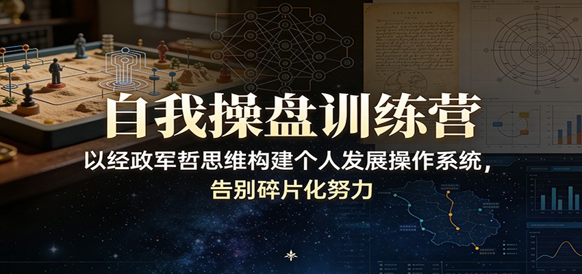 自我操盘训练营：以经政军哲思维构建个人发展操作系统，告别碎片化努力瀚萌资源网-网赚网-网赚项目网-虚拟资源网-国学资源网-易学资源网-本站有全网最新网赚项目-易学课程资源-中医课程资源的在线下载网站！瀚萌资源网