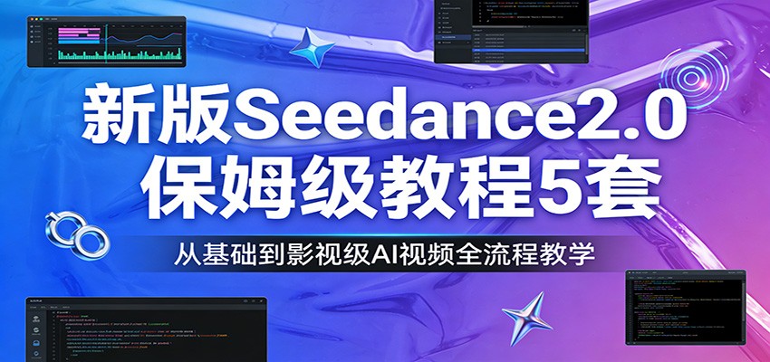 新版Seedance2.0保姆级教程5套：从基础到影视级AI视频全流程教学瀚萌资源网-网赚网-网赚项目网-虚拟资源网-国学资源网-易学资源网-本站有全网最新网赚项目-易学课程资源-中医课程资源的在线下载网站！瀚萌资源网