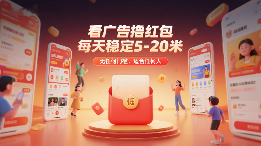 看广告撸红包，每天稳定5-20米，无任何门槛，适合任何人瀚萌资源网-网赚网-网赚项目网-虚拟资源网-国学资源网-易学资源网-本站有全网最新网赚项目-易学课程资源-中医课程资源的在线下载网站！瀚萌资源网