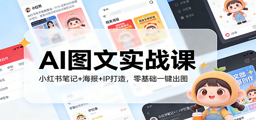 AI图文实战课：小红书笔记+海报+IP打造，零基础一键出图瀚萌资源网-网赚网-网赚项目网-虚拟资源网-国学资源网-易学资源网-本站有全网最新网赚项目-易学课程资源-中医课程资源的在线下载网站！瀚萌资源网
