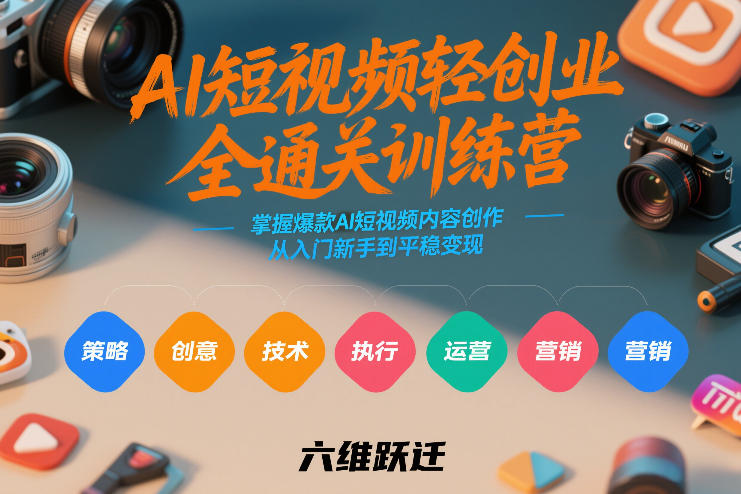 AI短视频轻创业全通关训练营，掌握爆款AI短视频内容创作，从入门新手到平稳变现的六维跃迁瀚萌资源网-网赚网-网赚项目网-虚拟资源网-国学资源网-易学资源网-本站有全网最新网赚项目-易学课程资源-中医课程资源的在线下载网站！瀚萌资源网