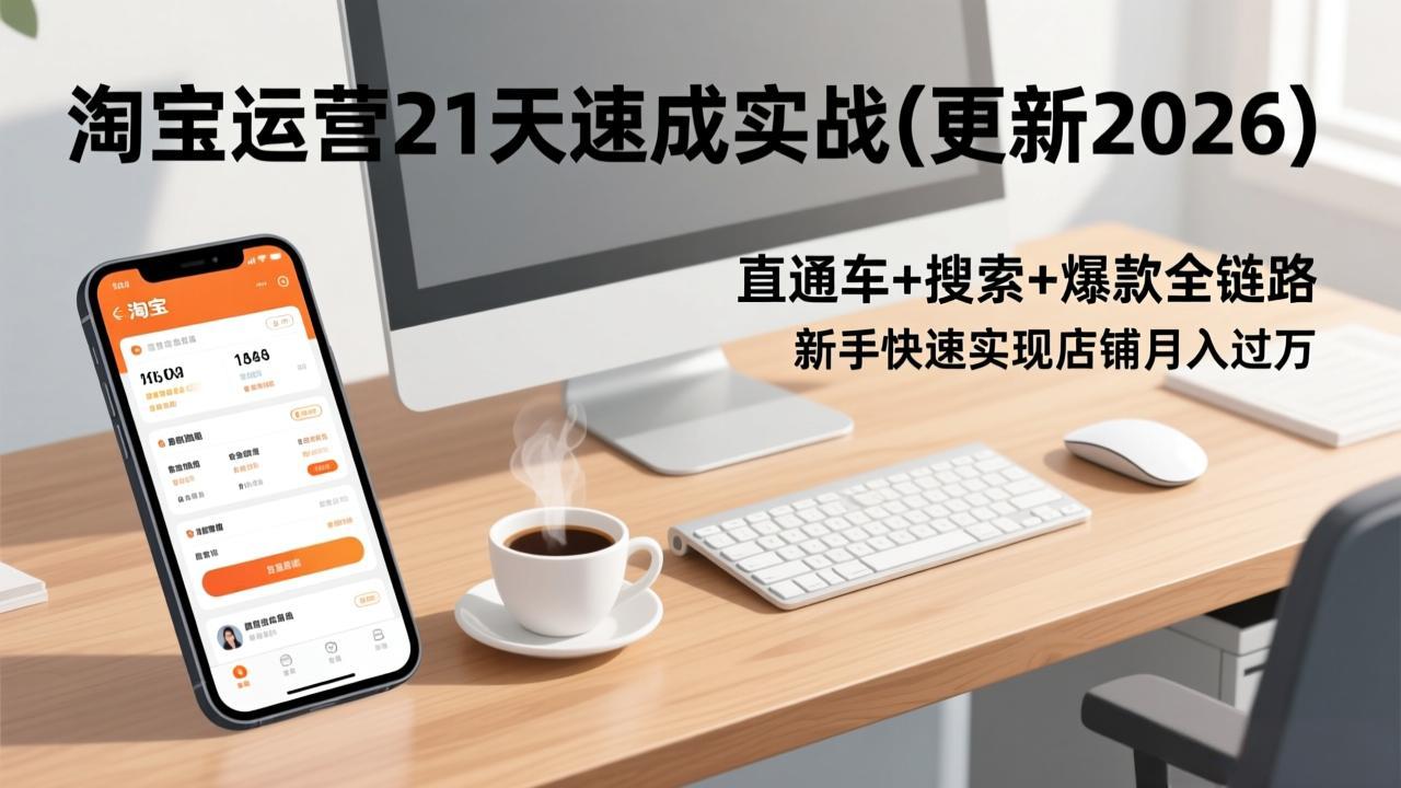 （17806期）淘宝运营21天速成实战(更新3月)，直通车+搜索+爆款全链路，新手快速实现店铺月入过万瀚萌资源网-网赚网-网赚项目网-虚拟资源网-国学资源网-易学资源网-本站有全网最新网赚项目-易学课程资源-中医课程资源的在线下载网站！瀚萌资源网