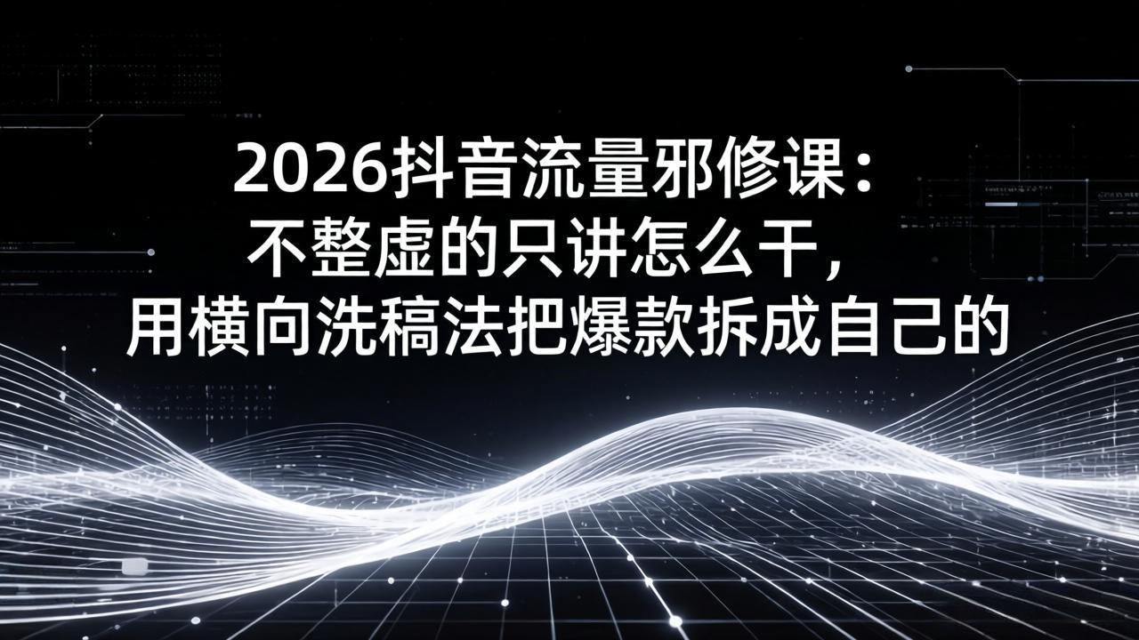 （17725期）2026抖音流量邪修课：不整虚的只讲怎么干，用横向洗稿法把爆款拆成自己的瀚萌资源网-网赚网-网赚项目网-虚拟资源网-国学资源网-易学资源网-本站有全网最新网赚项目-易学课程资源-中医课程资源的在线下载网站！瀚萌资源网