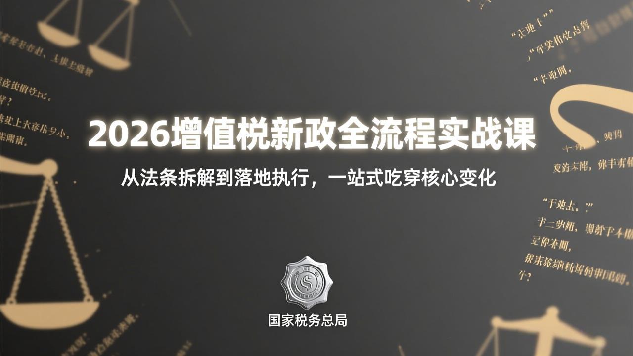 （17529期）2026增值税新政全流程实战课：从法条拆解到落地执行，一站式吃透核心变化瀚萌资源网-网赚网-网赚项目网-虚拟资源网-国学资源网-易学资源网-本站有全网最新网赚项目-易学课程资源-中医课程资源的在线下载网站！瀚萌资源网
