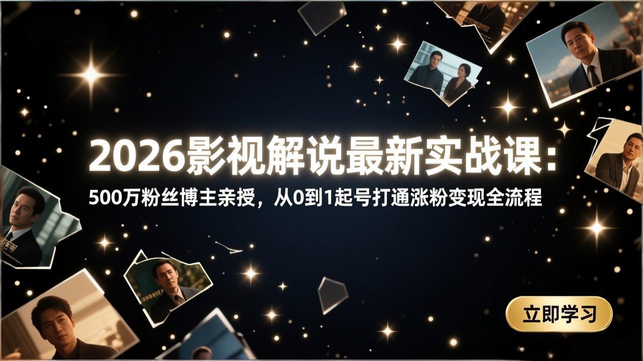 （17530期）2026影视解说最新实战课：500万粉丝博主亲授，从0到1起号打通涨粉变现全流程瀚萌资源网-网赚网-网赚项目网-虚拟资源网-国学资源网-易学资源网-本站有全网最新网赚项目-易学课程资源-中医课程资源的在线下载网站！瀚萌资源网