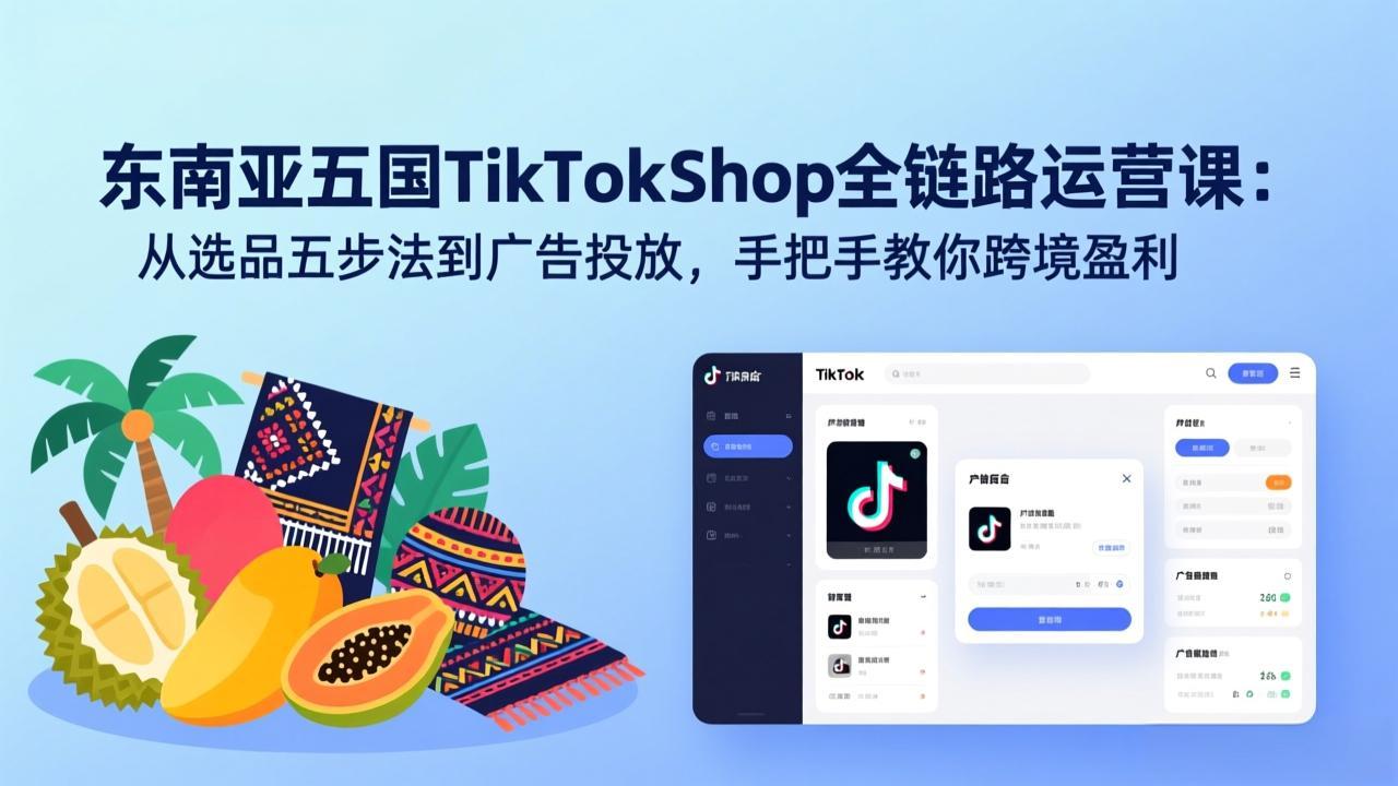 （17511期）东南亚五国TikTok Shop全链路运营课：从选品五步法到广告投放，手把手教你跨境盈利瀚萌资源网-网赚网-网赚项目网-虚拟资源网-国学资源网-易学资源网-本站有全网最新网赚项目-易学课程资源-中医课程资源的在线下载网站！瀚萌资源网