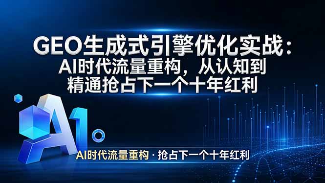 （17708期）GEO 生成式引擎优化实战：AI时代流量重构，从认知到精通抢占下一个十年红利瀚萌资源网-网赚网-网赚项目网-虚拟资源网-国学资源网-易学资源网-本站有全网最新网赚项目-易学课程资源-中医课程资源的在线下载网站！瀚萌资源网