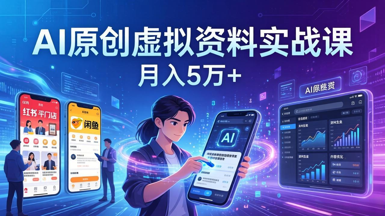 （17657期）AI原创虚拟资料实战课：2026新机会，小红书闲鱼开店，普通人用AI轻松变现，月入5万+瀚萌资源网-网赚网-网赚项目网-虚拟资源网-国学资源网-易学资源网-本站有全网最新网赚项目-易学课程资源-中医课程资源的在线下载网站！瀚萌资源网