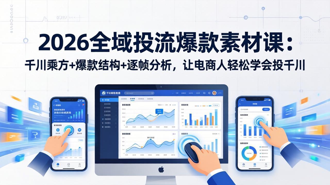 （17705期）2026全域投流爆款素材课：千川乘方+爆款结构+逐帧分析，让电商人轻松学会投千川瀚萌资源网-网赚网-网赚项目网-虚拟资源网-国学资源网-易学资源网-本站有全网最新网赚项目-易学课程资源-中医课程资源的在线下载网站！瀚萌资源网