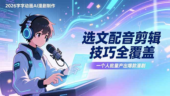 （17477期）2026字字动画AI漫剧制作-1期，选文配音剪辑技巧全覆盖，一个人就能批量产出爆款漫剧瀚萌资源网-网赚网-网赚项目网-虚拟资源网-国学资源网-易学资源网-本站有全网最新网赚项目-易学课程资源-中医课程资源的在线下载网站！瀚萌资源网