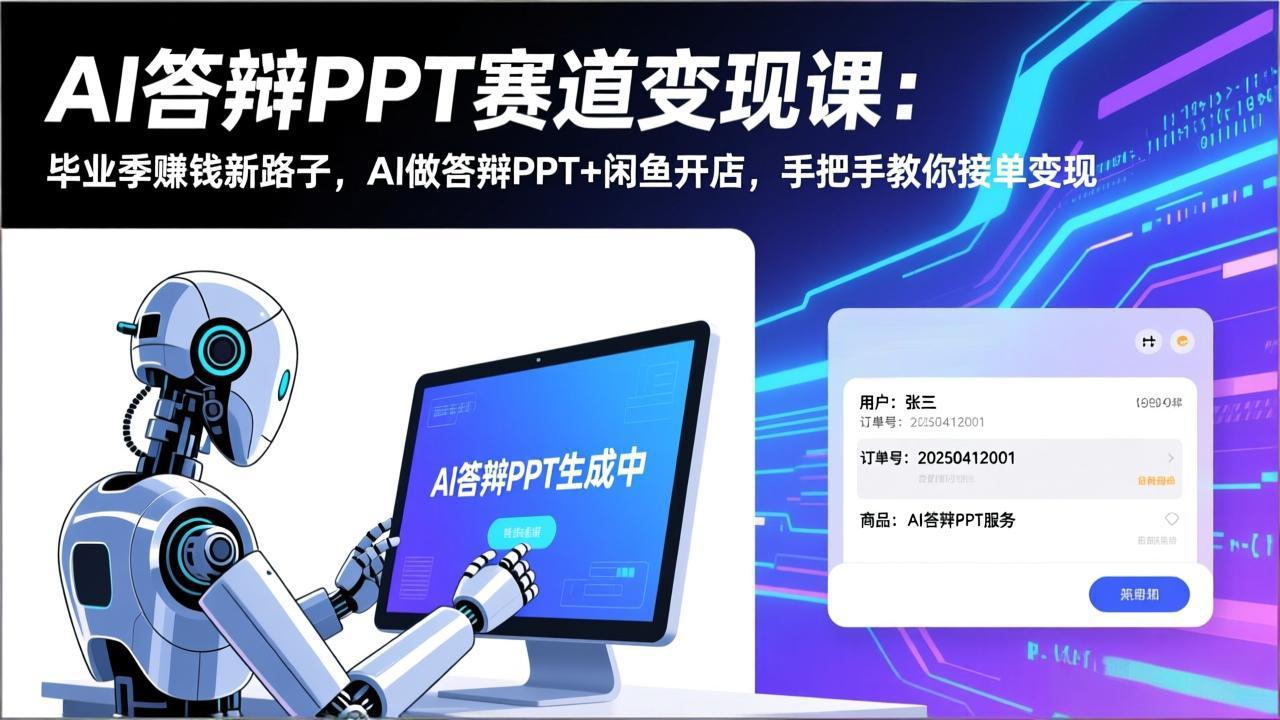 （17546期）AI答辩PPT赛道变现课：毕业季赚钱新路子，AI做答辩PPT+闲鱼开店，手把手教你接单变现瀚萌资源网-网赚网-网赚项目网-虚拟资源网-国学资源网-易学资源网-本站有全网最新网赚项目-易学课程资源-中医课程资源的在线下载网站！瀚萌资源网