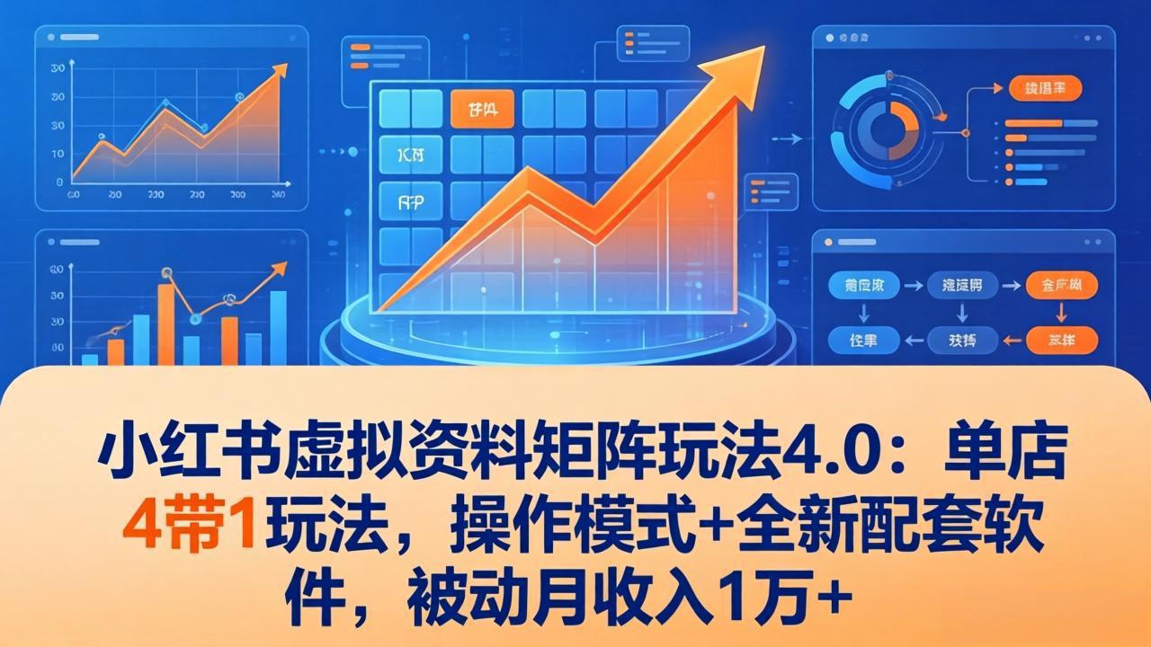 （17730期）小红书虚拟资料矩阵玩法4.0：单店4带1玩法，操作模式+全新配套软件，被动月收入1万+瀚萌资源网-网赚网-网赚项目网-虚拟资源网-国学资源网-易学资源网-本站有全网最新网赚项目-易学课程资源-中医课程资源的在线下载网站！瀚萌资源网