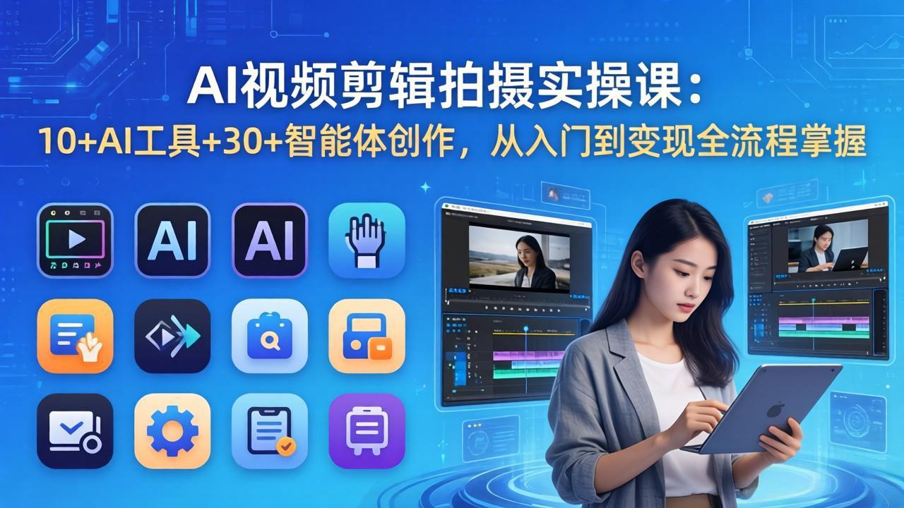 （17818期）AI 视频剪辑拍摄实操课：10+AI工具+30+智能体创作，从入门到变现全流程掌握瀚萌资源网-网赚网-网赚项目网-虚拟资源网-国学资源网-易学资源网-本站有全网最新网赚项目-易学课程资源-中医课程资源的在线下载网站！瀚萌资源网