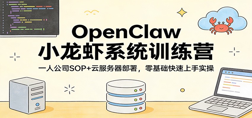 OpenClaw小龙虾系统训练营：一人公司SOP，云服务器部署，零基础快速上手实操瀚萌资源网-网赚网-网赚项目网-虚拟资源网-国学资源网-易学资源网-本站有全网最新网赚项目-易学课程资源-中医课程资源的在线下载网站！瀚萌资源网