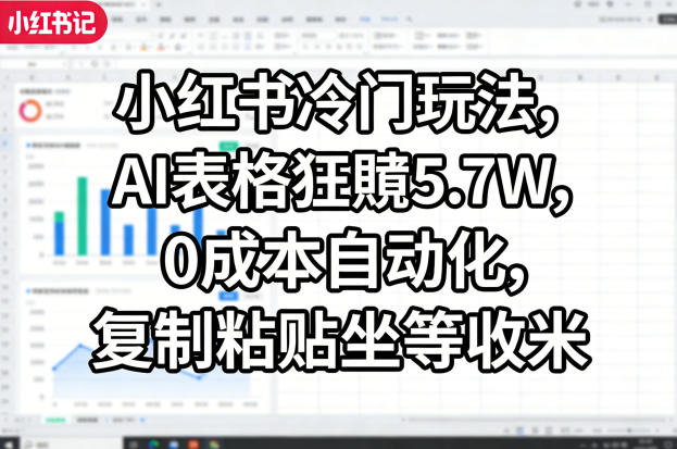 小红书冷门玩法，AI表格狂賺5.7W，0成本自动化，复制粘贴坐等收米瀚萌资源网-网赚网-网赚项目网-虚拟资源网-国学资源网-易学资源网-本站有全网最新网赚项目-易学课程资源-中医课程资源的在线下载网站！瀚萌资源网