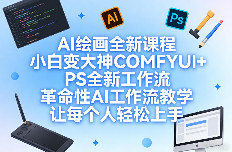 AI绘画全新课程，小白变大神COMFYUI+PS全新工作流，革命性AI工作流教学，让每个人轻松上手瀚萌资源网-网赚网-网赚项目网-虚拟资源网-国学资源网-易学资源网-本站有全网最新网赚项目-易学课程资源-中医课程资源的在线下载网站！瀚萌资源网