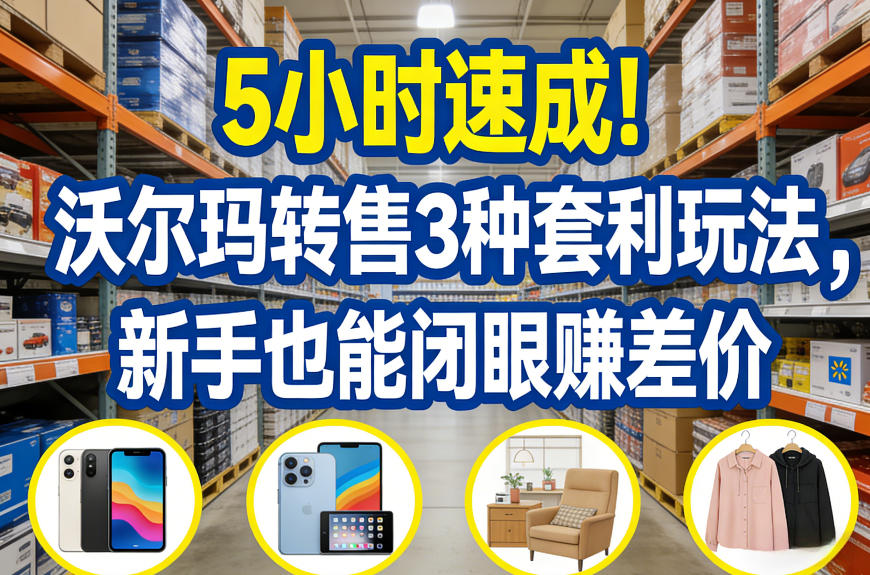 5小时速成！沃尔玛转售3种套利玩法，新手也能闭眼賺差价瀚萌资源网-网赚网-网赚项目网-虚拟资源网-国学资源网-易学资源网-本站有全网最新网赚项目-易学课程资源-中医课程资源的在线下载网站！瀚萌资源网