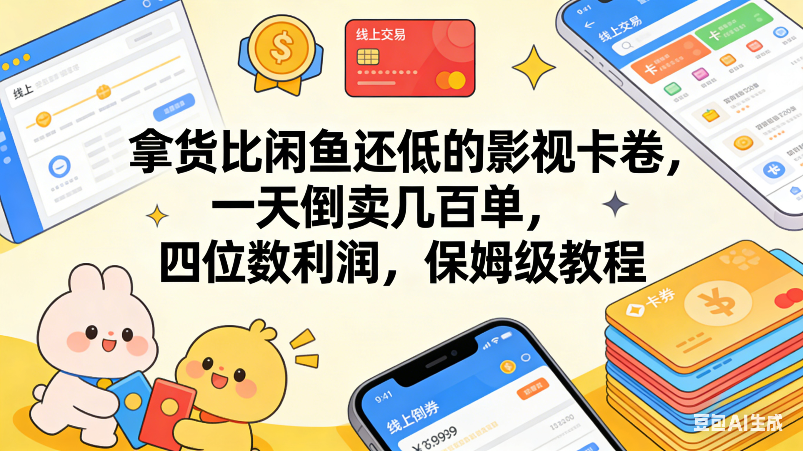 拿货比闲鱼还低的影视卡卷，一天倒卖几百单，四位数利润，保姆级教程瀚萌资源网-网赚网-网赚项目网-虚拟资源网-国学资源网-易学资源网-本站有全网最新网赚项目-易学课程资源-中医课程资源的在线下载网站！瀚萌资源网