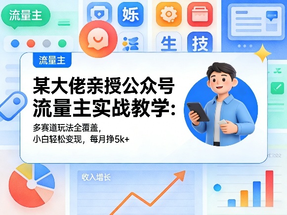 某大佬亲授公众号流量主实战教学：多赛道玩法全覆盖，小白轻松变现，每月多挣5k+瀚萌资源网-网赚网-网赚项目网-虚拟资源网-国学资源网-易学资源网-本站有全网最新网赚项目-易学课程资源-中医课程资源的在线下载网站！瀚萌资源网